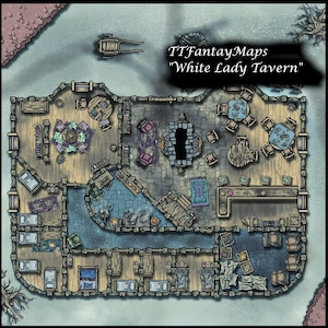 DND Tavern Inn Map, Battle Combat Map, D&D, Dungeonmasters Toolkit, Dungeons and Dragons, Roll20, Fantasy Grounds, Foundry, VTT, Digital Map