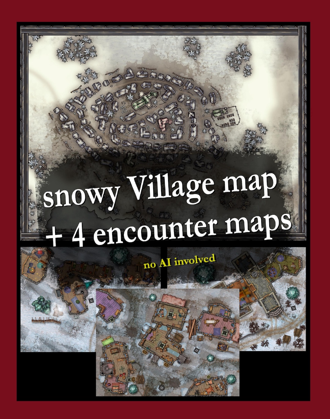 Dnd Winter Village Map, Custom Fantasy Maps, Handcrafted, Dungeon ...