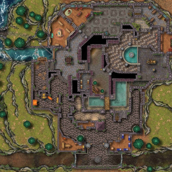 Castle Battle Map, DnD Battle Map, D&D, Battlemap, Dungeons and Dragons, 5e, Roll20, Fantasy Grounds, Foundry, VTT, Digital Map