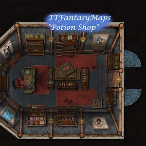 Potion Shop kaart, DnD Battle Map, D&D, Battlemap, Dungeons and Dragons, 5e, Roll20, Fantasy Grounds, Foundry, VTT, digitale kaart