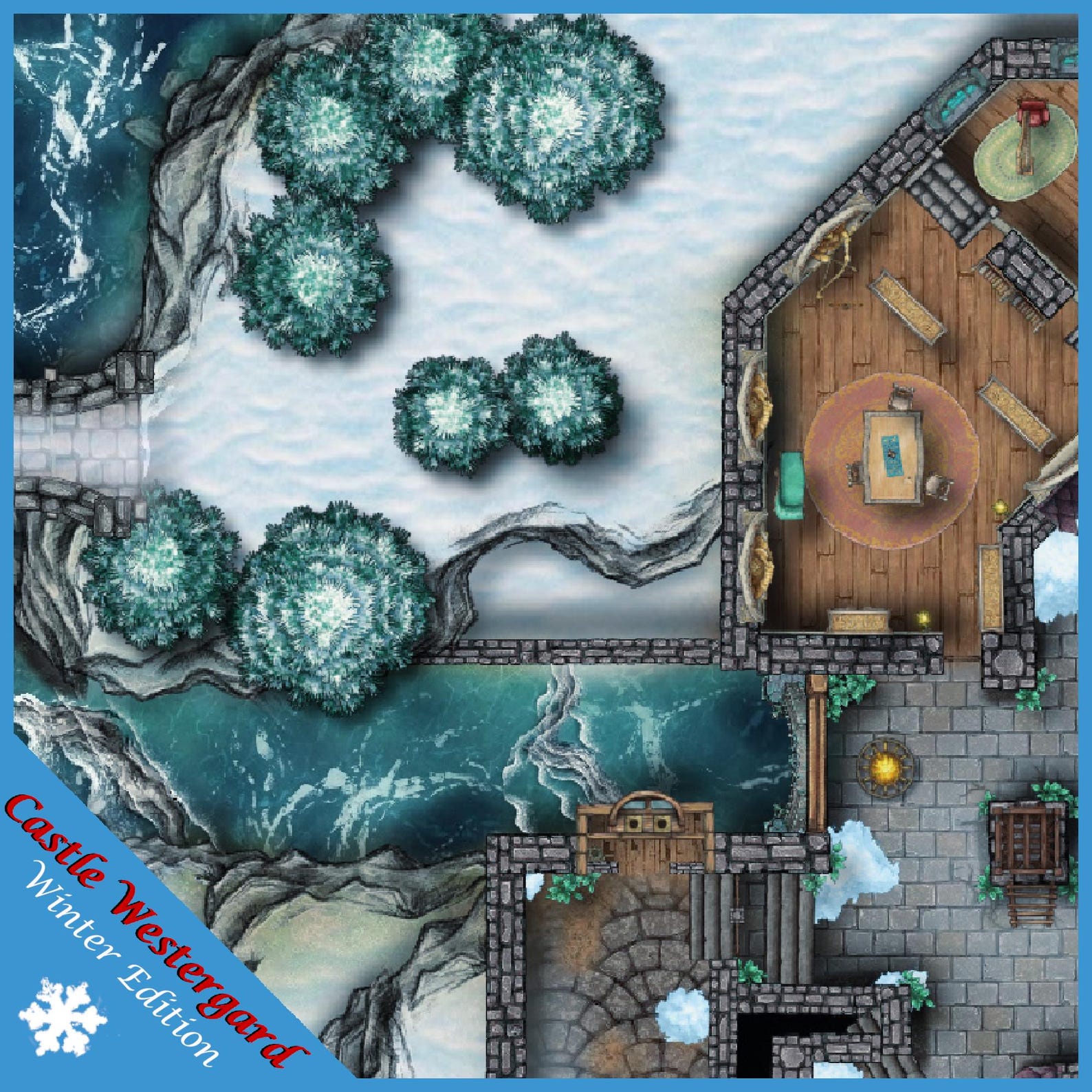 Castle Battle Map – Winter Fortress for Dnd 5e, Foundry VTT, Roll20 ...