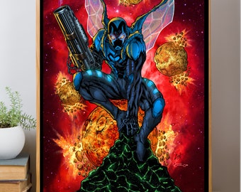 Blue Beetle 11x17 Poster: Original Sketch Art Print