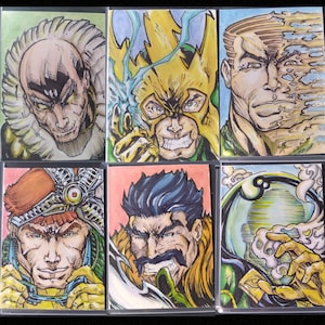 Original Sinister 6 Skizzenkarten/Geier/Sandmann/Doc Ock/Kraven der Jäger/Electro/Mysterio.
