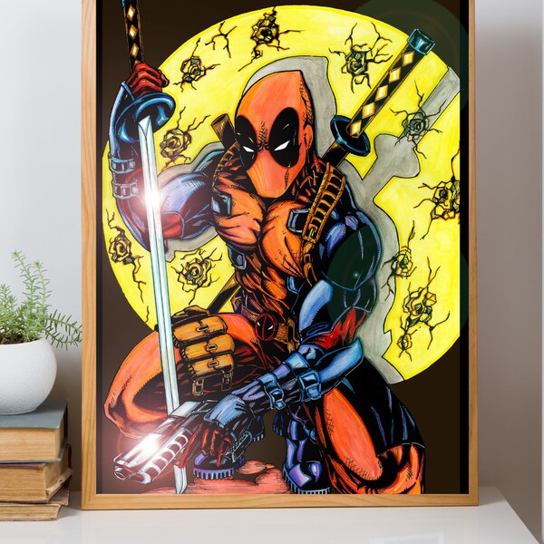 Deadpool Poster Black and White Etsy