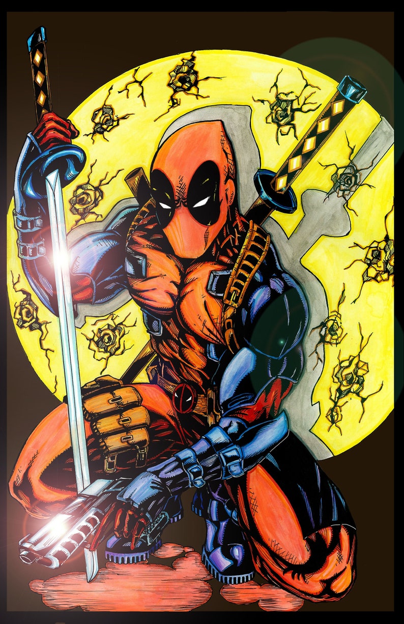 11x17 Poster MARVEL Deadpool With Sword. Poster Print/ Black&white ...