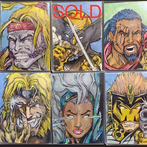 Original X-men Sketch Cards.Bishop/Storm/Maverick/Omega Red/Wolverine/Sabertooth.Sold as set or individually.Unique one of a kind X-men gift