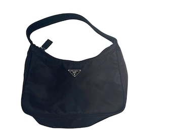 Vintage 90s Prada Black Nylon Handle Bag - Etsy