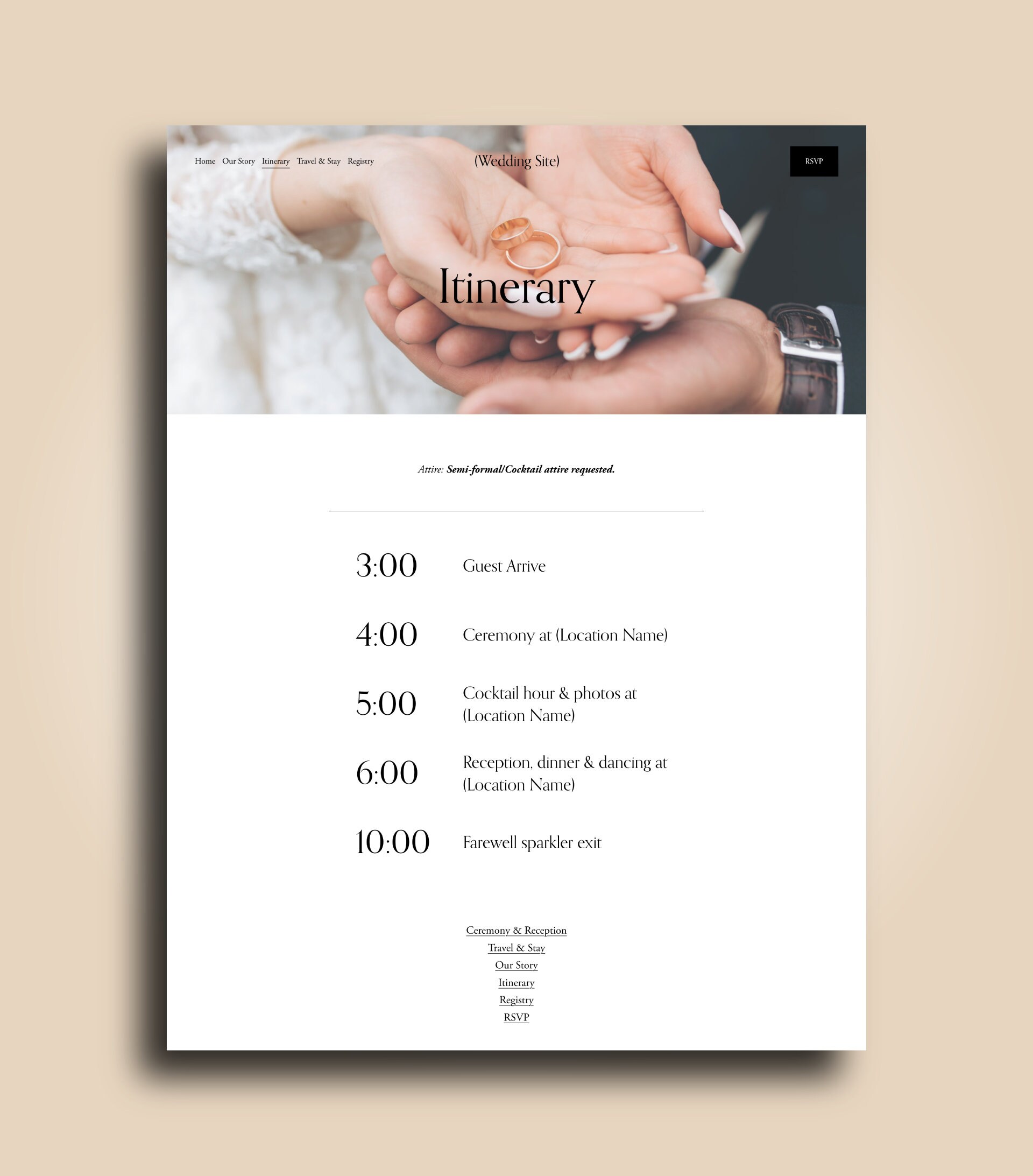 Modern Wedding Website Template Squarespace Theme for Elegant ...
