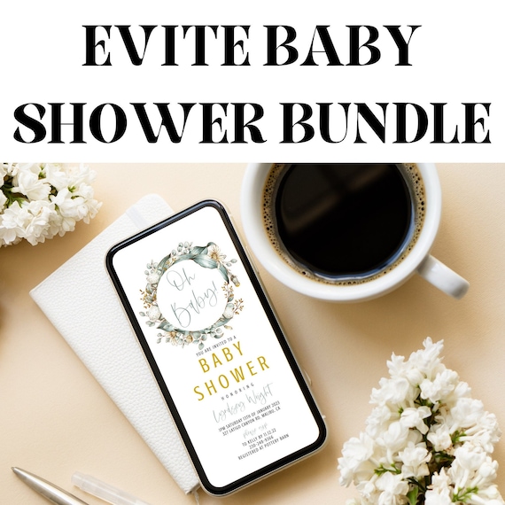 THREE EVITE Baby Shower Invitation Template Electronic Baby Etsy