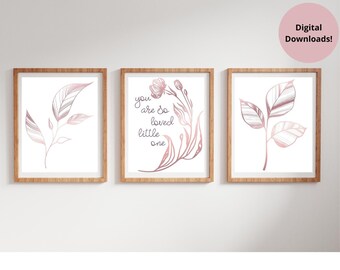 You are so loved little one, Nursery Prints, Blush Baby Nursery, Nursery Decor, Set of 3, Printable image, New Baby Gift, Pink