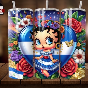 Boneca Copo da Nicarágua/ 20 onças/ Design Digital / PNG /PDF/Bandeira da Nicarágua/ envoltório de copo/