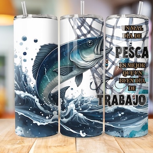Une journée de pêche tumbler wrap/ perch tumbler fichier numérique/ pêche png/ pêcheur png/ club de pêche png/ sublimation/ pêche espagnole