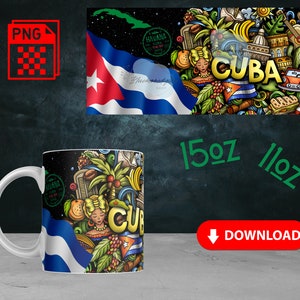 Cuba Png mug 15 Oz 11 Oz / Cuban flag / Havana Cuba / PNG / digital image