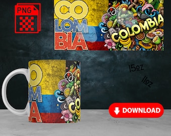 Colombia Png mug 15 Oz 11 Oz / Colombia svg/ Flag of Colombia / PNG /digital image /for mugs/ sublimation/ Paisa png/design for mug