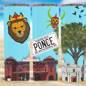 Ponce Puerto Rico Tumbler Diseño Digital/ 20 OZ/ Perreo/ Bandera Puerto Rico/ Boricua/Ciudad Señorial / Sublimación/ Tablilla/Mapa PR/Leones