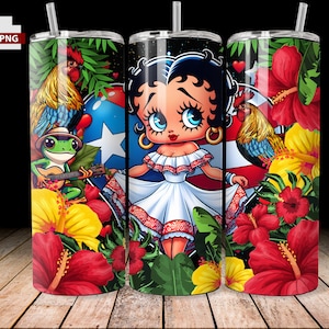 Puerto Rico Doll Tumbler wrap/ 20oz/ PR/ Bluemomdigital / PNG /Puerto Rico Pride/ digital sublimation png/Boricua/rosita