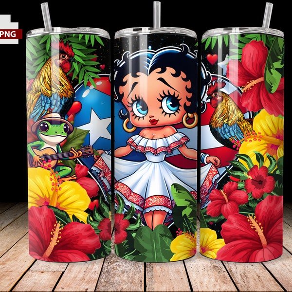 Puerto Rico Doll Tumbler wrap/ 20oz/ PR/ Bluemomdigital / PNG /Puerto Rico Pride/ digital sublimation png/Boricua/rosita