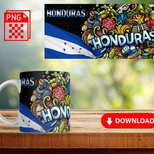 Honduras Png taza 15 Oz 11 Oz / RD/ Bandera Honduras/ PNG /imagen digital /para tazas