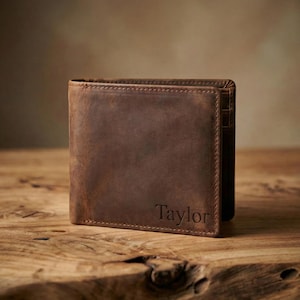 Personalized Mens Leather Wallet - Mens Wallet - Custom Wallet - Bifold Wallets For Men - Valentines Day Gift for him - Personalized Gift