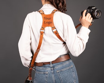 Personalized Leather Dual Camera Harness - Leather Camera Harness - Dual Camera Strap - Double Camera Harness - Gifts For Photographer