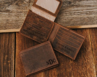 Personalized Wallet,Mens Wallet,Engraved Wallet,Groomsmen Wallet, Boyfriend Gift for Me, Leather Wallet,Custom Wallet,Birthday Gifts For Dad