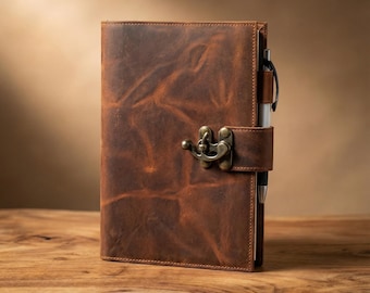 Diario de cuero personalizado, funda de cuero para cuaderno A5, diario de oración para viajes, regalo de Navidad para novio, regalo de graduación para novia.
