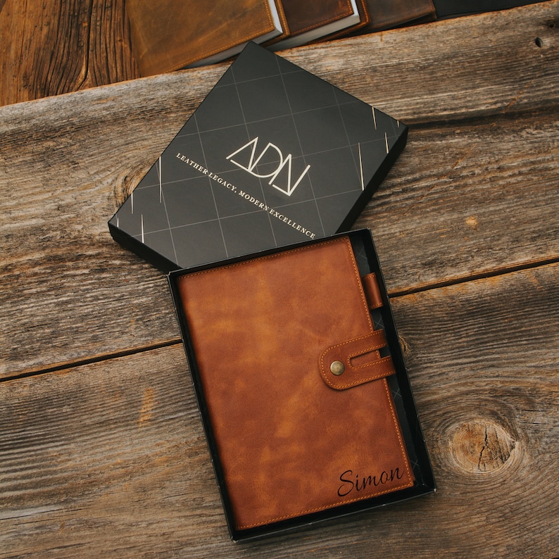 Personalized Leather Journal Cover - a5 Leather Notebook Cover - Personalized Journal - Christmas Gifts For Him - Personalized Gifts For Her image 2