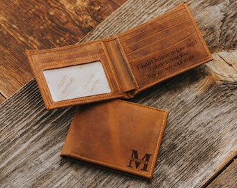 Personalized Leather Mens Wallet, Card holder, Custom wallet, Slim Wallet, Christmas Gift for Men,Dad/Anniversary/Birthday/Fathers Day Gifts