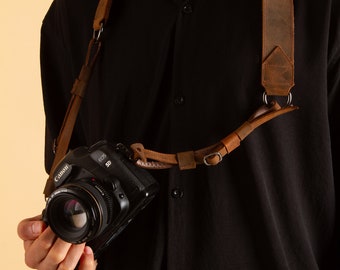 Tracolla per fotocamera in pelle personalizzata, regali per fotografi Accessori per fotocamere DSLR, regali di Natale per lui/fidanzato, regali di compleanno per lei