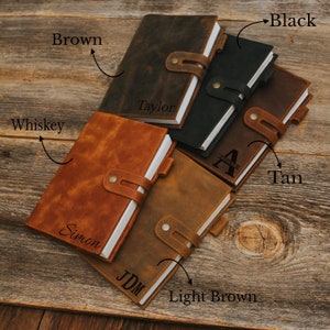 Personalized Leather Journal Cover - a5 Leather Notebook Cover - Personalized Journal - Christmas Gifts For Him - Personalized Gifts For Her Light Brown