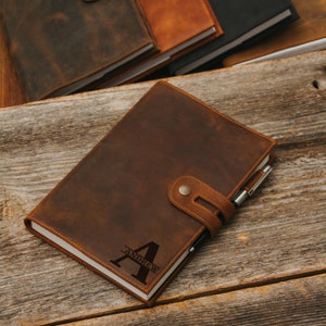 Personalized Leather Journal Cover - a5 Leather Notebook Cover - Personalized Journal - Christmas Gifts For Him - Personalized Gifts For Her Tan