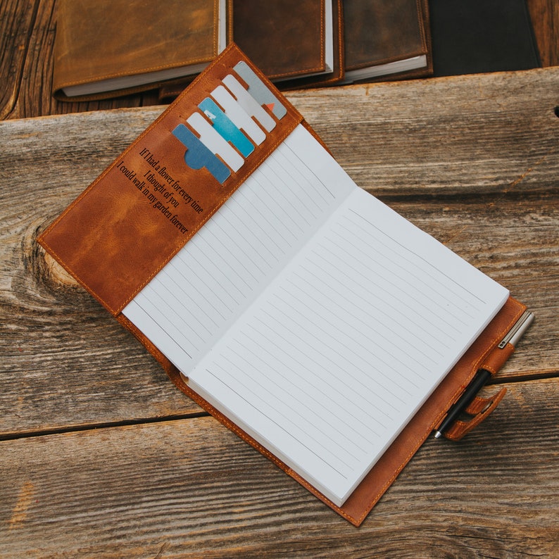 Personalized Leather Journal Cover - a5 Leather Notebook Cover - Personalized Journal - Christmas Gifts For Him - Personalized Gifts For Her image 6