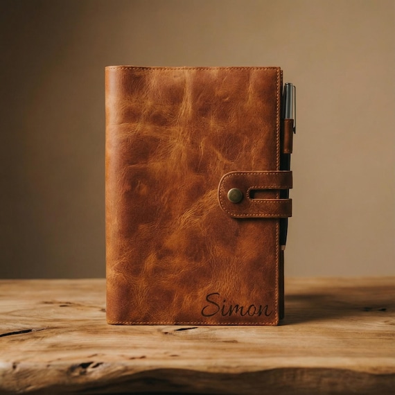 Personalized Leather Journal Cover - a5 Leather Notebook Cover - Personalized Journal - Custom Journal - Valentines day Gifts for Him Diary