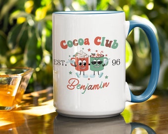Personalized Cocoa Mug, Custom Christmas Cocoa Mug, Retro Cocoa Mug, Retro Christmas Coffee Mug, Retro Cocoa Mug with Personalized Name