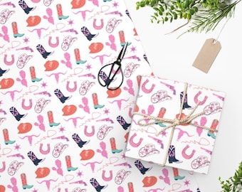 Pink Western Cowgirl Wrapping Paper, Cowgirl Wrapping Paper, Cowgirl Princess Wapping Paper, Cowgirl gift wrap, cowboy boot wrapping paper