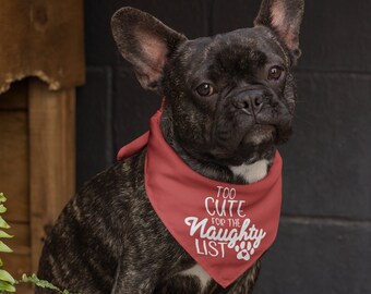 Custom Christmas Dog Bandana, Personalized Pet Bandana, Naughty List Dog Bandana, matching Christmas Dog bandana, Christmas pet bandana