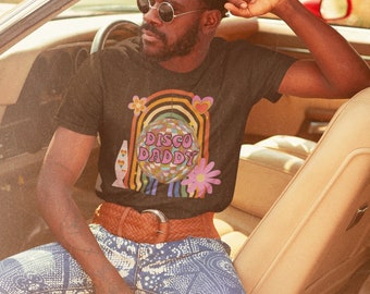 Disco Daddy Shirt, Retro Disco party theme tee, 70s Hippie costume, Subtle Rainbow pride tshirt, Disco Ball Queen, groovy baby lava lamp