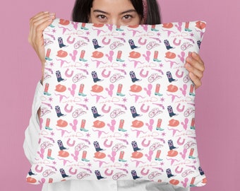 Western Pillow, Cowgirl Pillow, Western Decor, Valentine's Day Pillow, Pink Cowgirl Pillow, Country Pillow, Cowboy hat pillow, pink western
