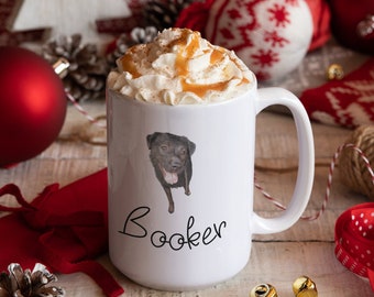 Custom Dog Photo Mug, Personalized Pet Mug, Pet Portrait Mug, Ceramic Mug, Funny Dog Mug, Custom Christmas Pet Mug, Custom Portrait Mug