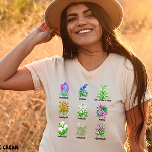 Deadly flowers shirt, Poisonous Plants, Botanical Shirt, Florist Gift, Dark Academia, Cottagecore, Goblincore, Green Witch, Herbalist