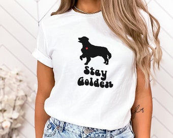 Stay Golden shirt, Golden Retriever shirt, retro golden retriever shirt, golden retriever mom shirt, life is golden shirt, golden dad gift