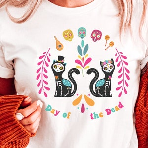 Day of the Dead Shirt, Dia de los Muertos, Halloween Cat Shirt, Sugar Skull Cat, Sugar Skull Cat Shirt, Day of the Dead Cat Shirt