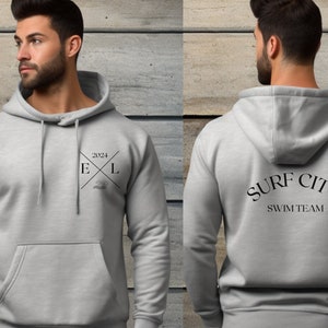 Custom Swim Team Sweatshirt, Personalized Swimmer Hoodie, Customized Hooded Sweater for Swimmers, 2024 Matching Swimming Team Sweater
