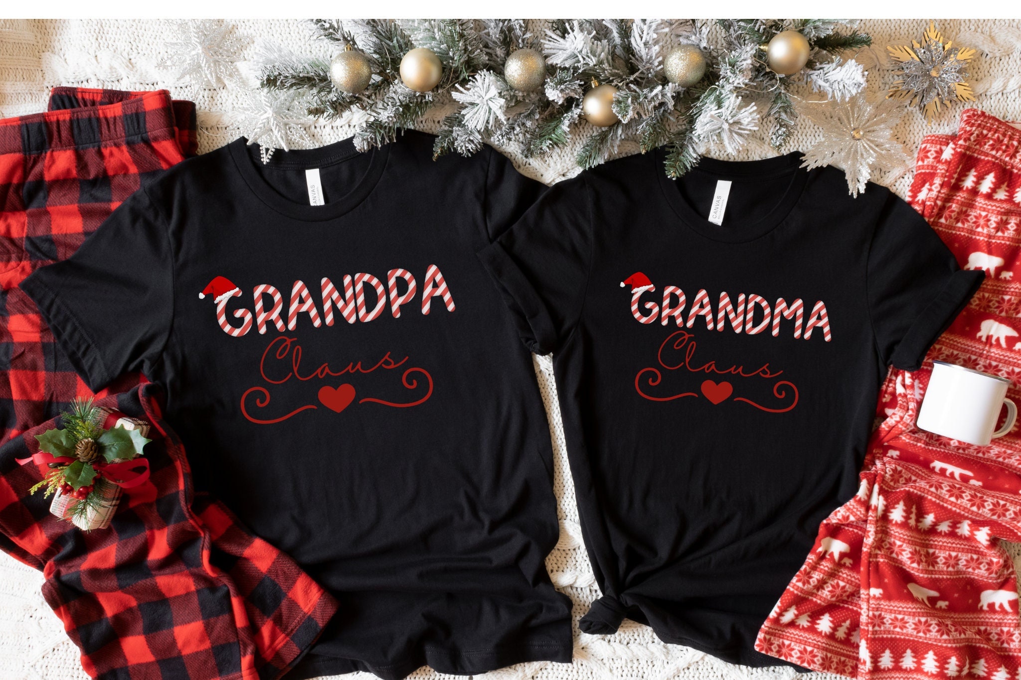 Grandma & Grandpa Christmas Pajamas. Custom Grandparents 