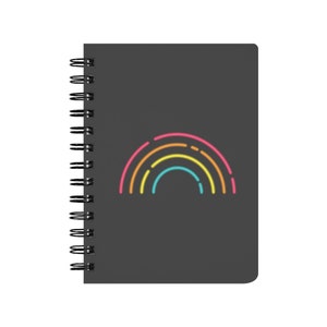 Neon Rainbow (Black) Spiralbound Notebook | Rainbow journal | Rainbow diary | Gift for writers | Journaling | Neon notebook