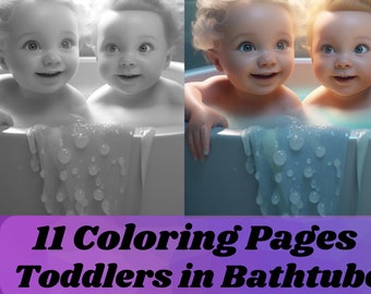 Coloring Pages for Adult Coloring Templates Grayscale Coloring Book grayscale page instant download grayscales toddlers in bathtub