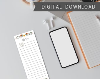 Flowered To Do List | Yellow and Orange | Simple Tasks List Template | Productivity Planner | Printable Todo Template | PDF | PNG