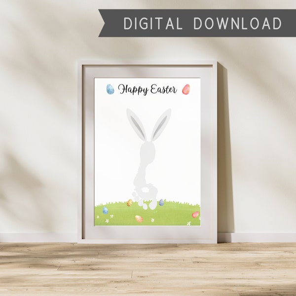 Happy Easter Footprint Art | Easter Bunny Printable Craft Template | Foot Feet | Baby Kids Toddlers | DIY Keepsake | Activity HandmadeGift