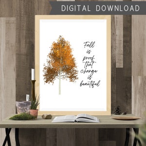 Fall is Proof that Change is Beautiful Wall Art, Digital Download, Multiple Sizes, PNG, JPG