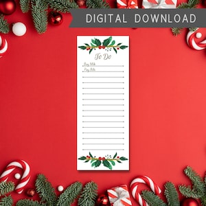 Holiday Themed To Do List, Christmas Organization, Digital Download, Printable Todo Template, PDF, Multiple Sizes